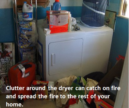 Dryer Fire Hazard - clutter around dryer
